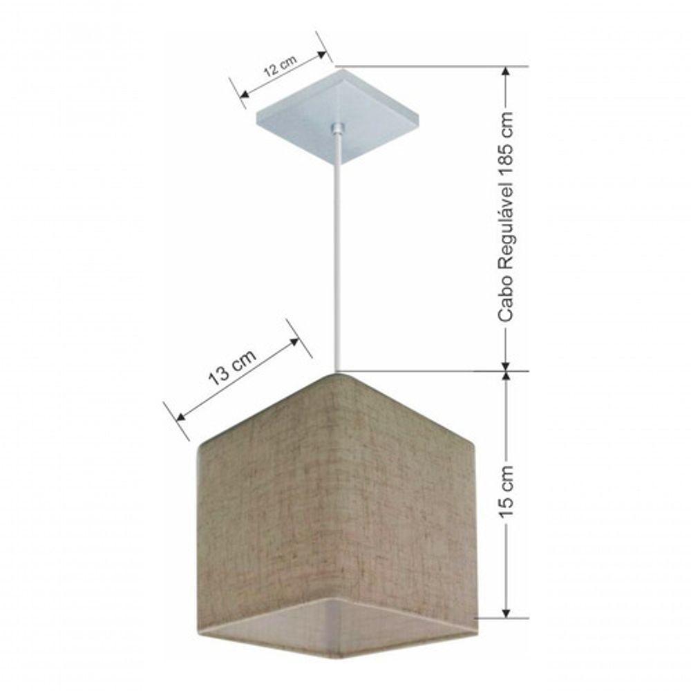 Lustre Pendente Quadrado Vivare Md-4223 Cúpula Em Tecido 15/13x13cm - Bivolt Rustico-bege 127/220v - 6
