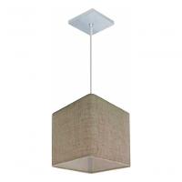 Lustre Pendente Quadrado Vivare Md-4223 Cúpula Em Tecido 15/13x13cm - Bivolt Rustico-bege 127/220v - 5
