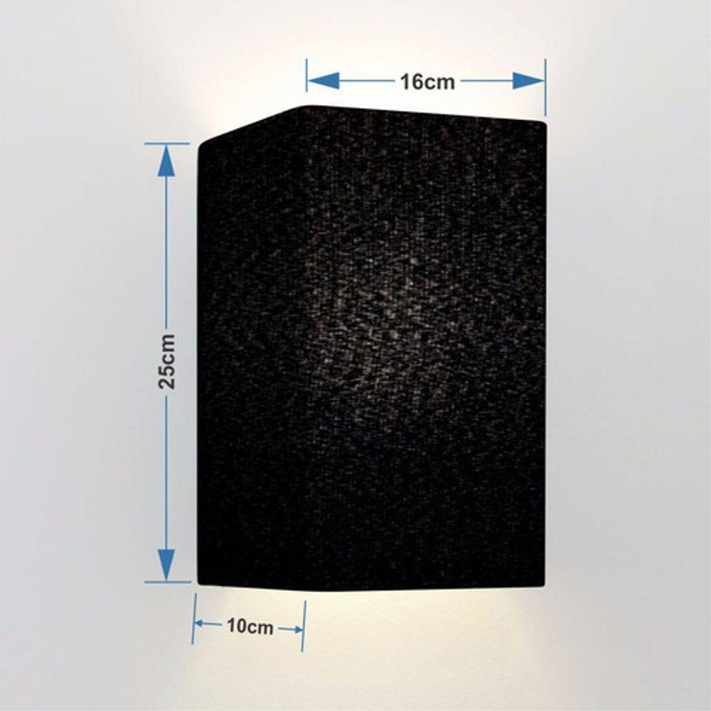 Arandela Retangular Retro Vivare Md-2002 Cúpula Em Tecido 25-16x10cm - Bivolt Preto 127-220v - 5