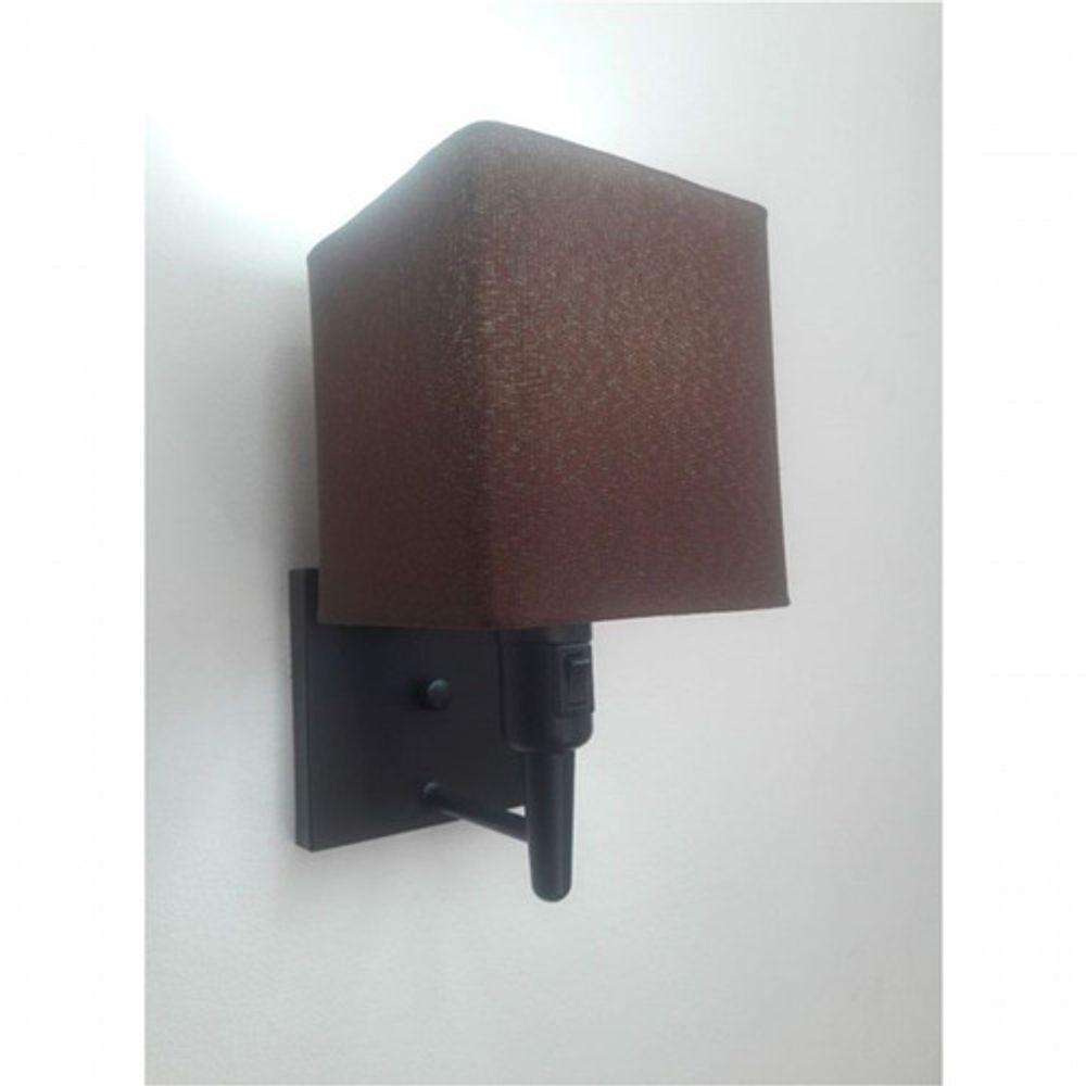 Arandela Quadrada Vivare Md-2019 Base Preto Com Interruptor Cúpula Em Tecido - Bivolt Preto-café 127-220v - 4