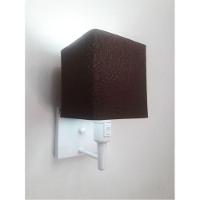 Arandela Quadrada Vivare Md-2019 Base Branco Com Interruptor Cúpula Em Tecido - Bivolt Branco-café 127-220v - 1