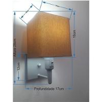 Arandela Quadrada Vivare Md-2019 Base Cinza Com Interruptor E Cúpula Em Tecido - Bivolt Cinza-palha 127-220v - 2