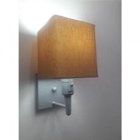 Arandela Quadrada Vivare Md-2019 Base Cinza Com Interruptor E Cúpula Em Tecido - Bivolt Cinza-palha 127-220v - 3