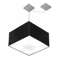 Lustre Pendente Quadrado Com Desvio De Centro Vivare Md-4271 Cúpula Em Tecido 40x40cm - Bivolt Preto 127/220v - 3
