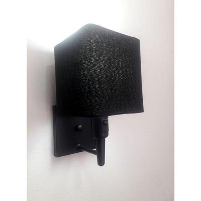 Arandela Quadrada Vivare Md-2019 Base Preto Com Interruptor Cúpula Em Tecido - Bivolt Preto-preto 127-220v