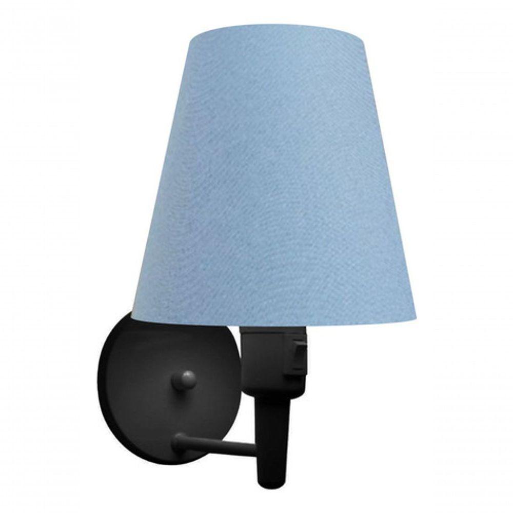 Kit-2 Arandela Cone Md-2013 Preto C- Inter Liga E Desl Cúpula Em Tecido Azul Bebê - Bivolt - 5