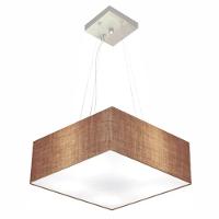 Lustre Pendente Quadrado Md-4196 Cúpula Em Tecido 15/45x45cm Palha - Bivolt - 1