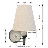 Arandela Cone Md-2013 Branco C- Inter Liga E Desl Cúpula Em Tecido Rustico Bege - Bivolt - 2