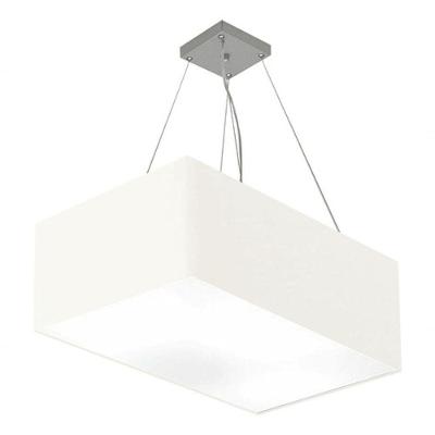 Lustre Pendente Retangular Md-4372 Cúpula Em Tecido 60x40cm Branco