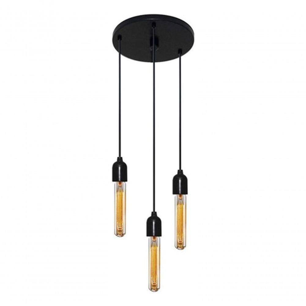 Lustre Pendente Luminária Retro Md-4162-3 Suporte Para Lâmpada / Não Inclusa - Bivolt - 6