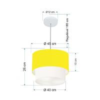 Lustres Pendentes Duplo Cilíndrico Vivare Md-4350 Cúpula Em Tecido 45x40cm - Bivolt Amarelo-branco 127/220v - 2