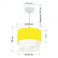 Lustres Pendentes Duplo Cilíndrico Vivare Md-4350 Cúpula Em Tecido 45x40cm - Bivolt Amarelo-branco 127/220v - 5