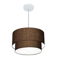 Lustres Pendentes Duplo Cilíndrico Vivare Md-4354 Cúpula Em Tecido 45x40cm - Bivolt Café 127/220v - 1