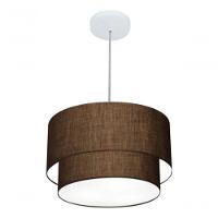 Lustres Pendentes Duplo Cilíndrico Vivare Md-4354 Cúpula Em Tecido 45x40cm - Bivolt Café 127/220v
