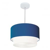 Lustres Pendentes Duplo Cilíndrico Vivare Md-4350 Cúpula Em Tecido 45x40cm - Bivolt Azul-marinho-branco 127/220v - 3