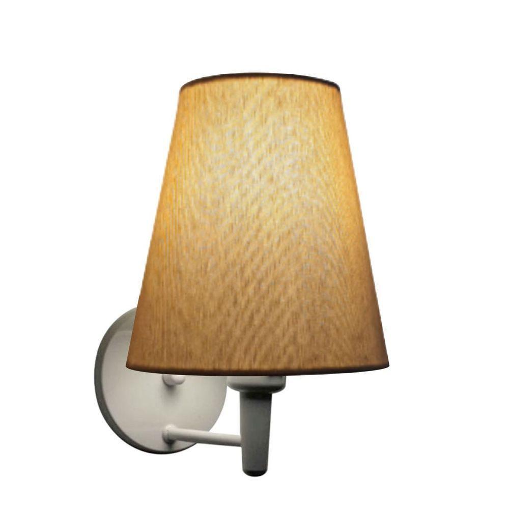 Arandela Cone Md-2007 Base Branco Cúpula Em Tecido 20-08x18cm Palha - Bivolt - 1