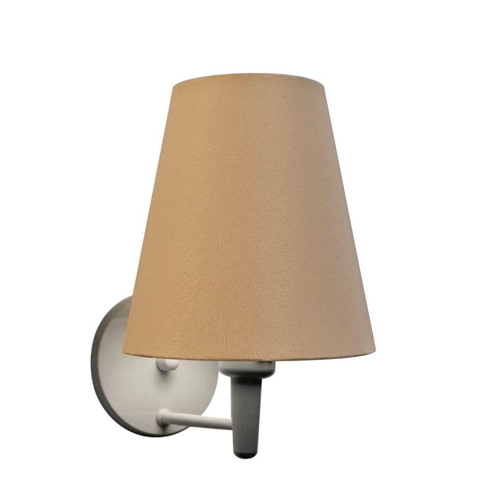 Arandela Cone Md-2007 Base Branco Cúpula Em Tecido 20-08x18cm Palha - Bivolt - 3