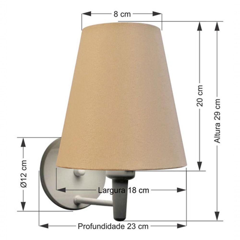 Arandela Cone Md-2007 Base Branco Cúpula Em Tecido 20-08x18cm Palha - Bivolt - 5