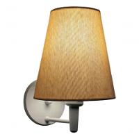 Arandela Cone Md-2007 Base Branco Cúpula Em Tecido 20-08x18cm Palha - Bivolt