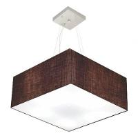 Lustre Pendente Quadrado Vivare Md-4006 Cúpula Em Tecido 21/50x50cm - Bivolt Café 127/220v - 3