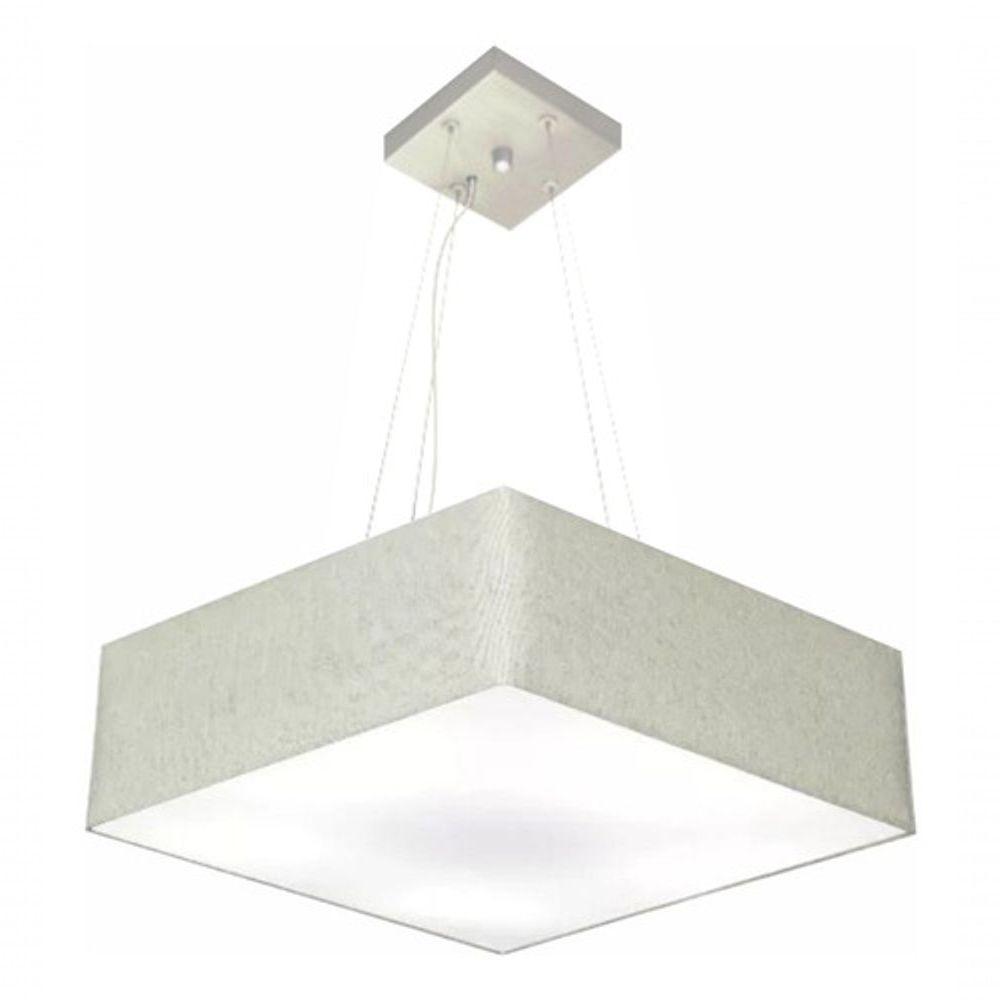 Lustre Pendente Quadrado Vivare Md-4032 Cúpula Em Tecido 15/50x50cm - Bivolt Rustico-cinza 127/220v - 3