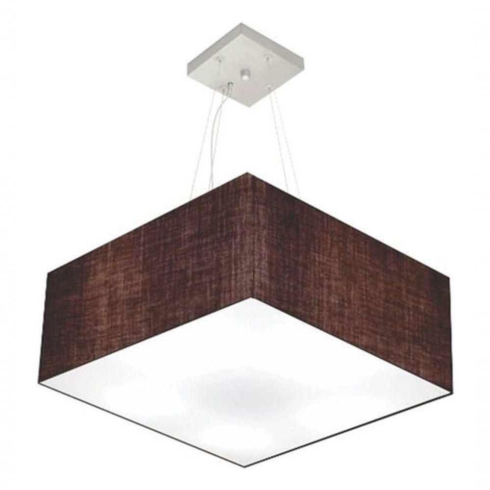 Lustre Pendente Quadrado Vivare Md-4071 Cúpula Em Tecido 30/70x70cm - Bivolt Café 127/220v - 3