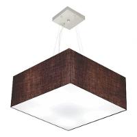 Lustre Pendente Quadrado Vivare Md-4071 Cúpula Em Tecido 30/70x70cm - Bivolt Café 127/220v - 3