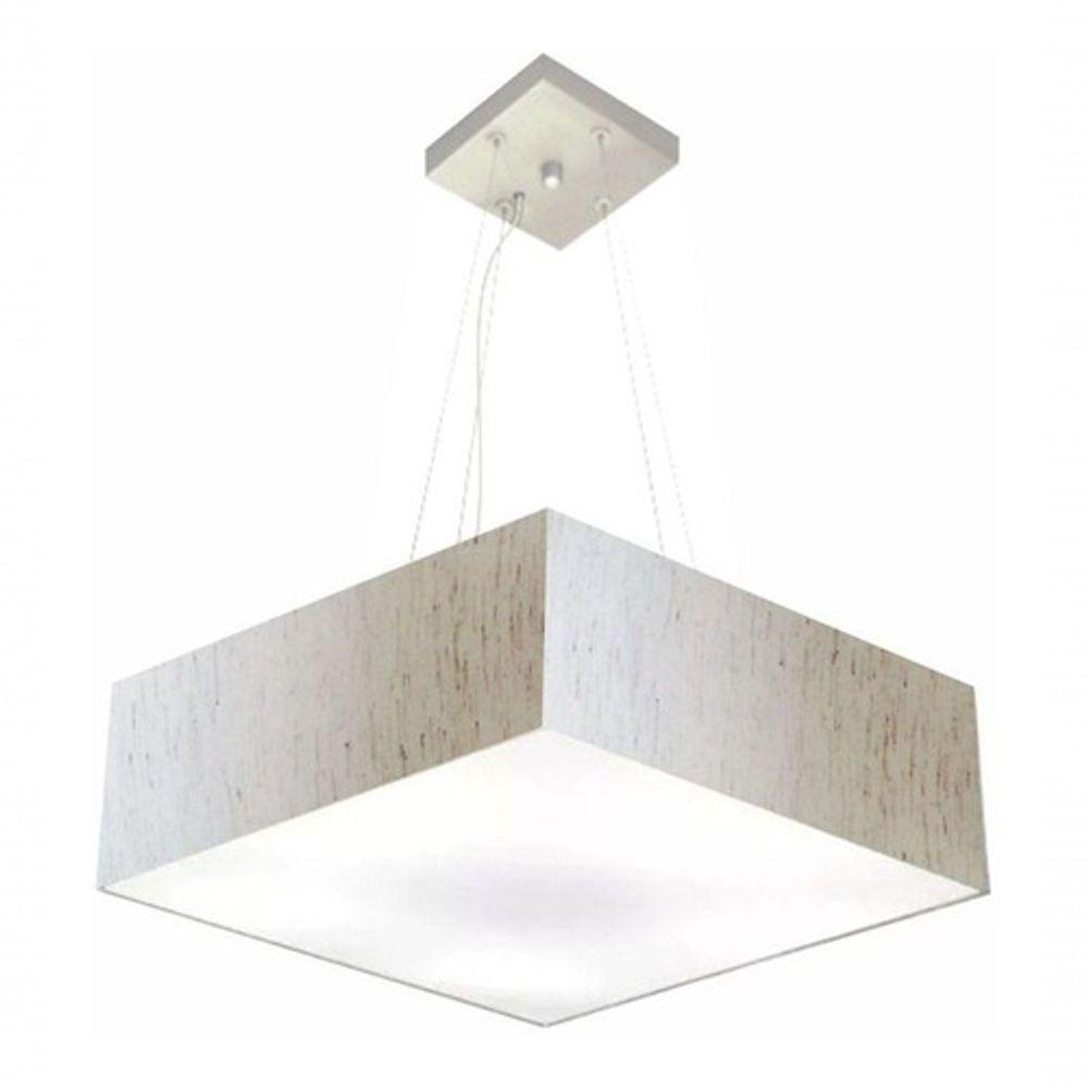 Lustre Pendente Quadrado Vivare Md-4137 Cúpula Em Tecido 15/70x70cm - Bivolt Linho Bege 127/220v - 3