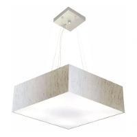 Lustre Pendente Quadrado Vivare Md-4137 Cúpula Em Tecido 15/70x70cm - Bivolt Linho Bege 127/220v - 3