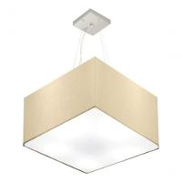 Lustre Pendente Quadrado Vivare Md-4075 Cúpula Em Tecido 30/50x50cm - Bivolt Algodão-crú 127/220v - 3