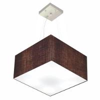 Lustre Pendente Quadrado Vivare Md-4195 Cúpula Em Tecido 25/40x40cm - Bivolt Café 127/220v - 1