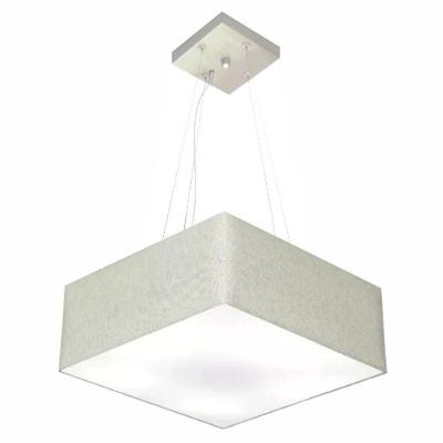 Lustre Pendente Quadrado Vivare Md-4196 Cúpula Em Tecido 15/45x45cm - Bivolt Rustico-cinza 127/220v