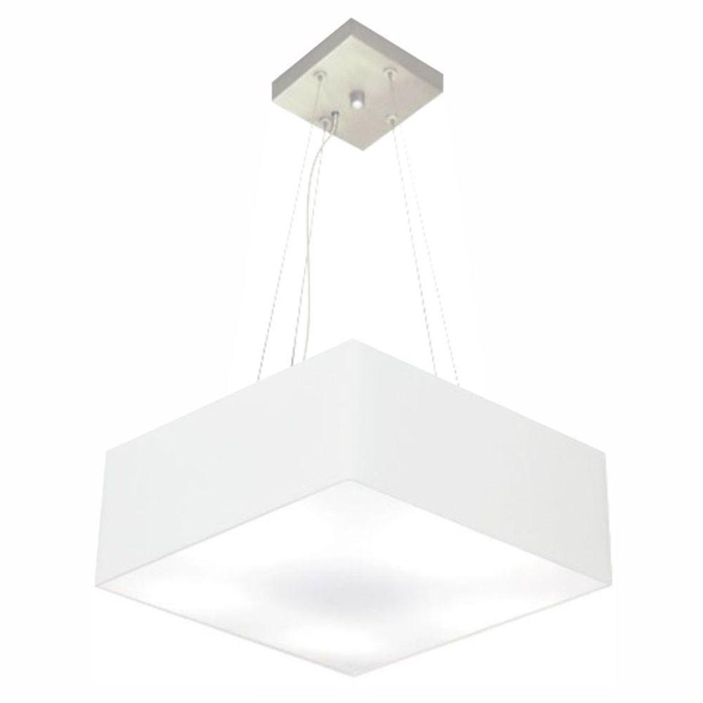 Lustre Pendente Quadrado Md-4196 Cúpula Em Tecido 15/45x45cm Branco - Bivolt - 1