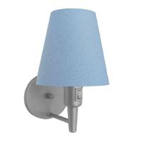 Arandela Cone Md-2013 Cinza C- Inter Liga E Desl Cúpula Em Tecido Azul Bebê - Bivolt - 1