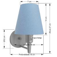 Arandela Cone Md-2013 Cinza C- Inter Liga E Desl Cúpula Em Tecido Azul Bebê - Bivolt - 2