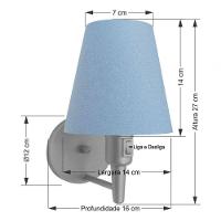 Arandela Cone Md-2013 Cinza C- Inter Liga E Desl Cúpula Em Tecido Azul Bebê - Bivolt - 4