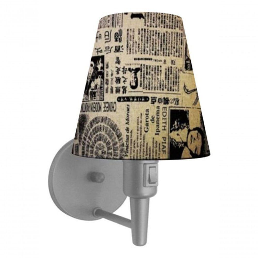 Kit-2 Arandela Cone Md-2013 Cinza C- Inter Liga E Desl Cúpula Em Tecido Ny-jornal - Bivolt - 5