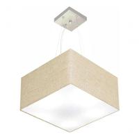 Lustre Pendente Quadrado Md-4197 Cúpula Em Tecido 25/45x45cm Rustico Bege - Bivolt - 3