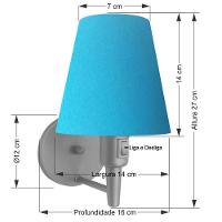 Kit-2 Arandela Cone Md-2013 Cinza C- Inter Liga E Desl Cúpula Em Tecido Azul Turquesa - Bivolt - 3