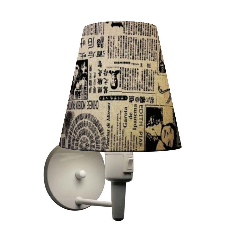 Kit-2 Arandela Cone Md-2013 Branco C- Inter Liga E Desl Cúpula Em Tecido Ny-jornal - Bivolt - 4