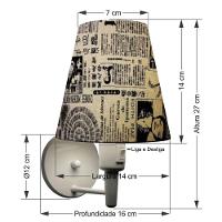 Kit-2 Arandela Cone Md-2013 Branco C- Inter Liga E Desl Cúpula Em Tecido Ny-jornal - Bivolt - 3