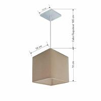 Lustre Pendente Quadrado Md-4224 Cúpula Em Tecido 16/16x16cm Algodão Crú - Bivolt - 3