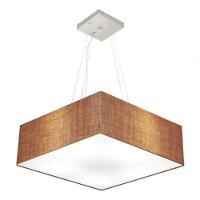 Lustre Pendente Quadrado Md-4137 Cúpula Em Tecido 15/70x70cm Palha - Bivolt - 3