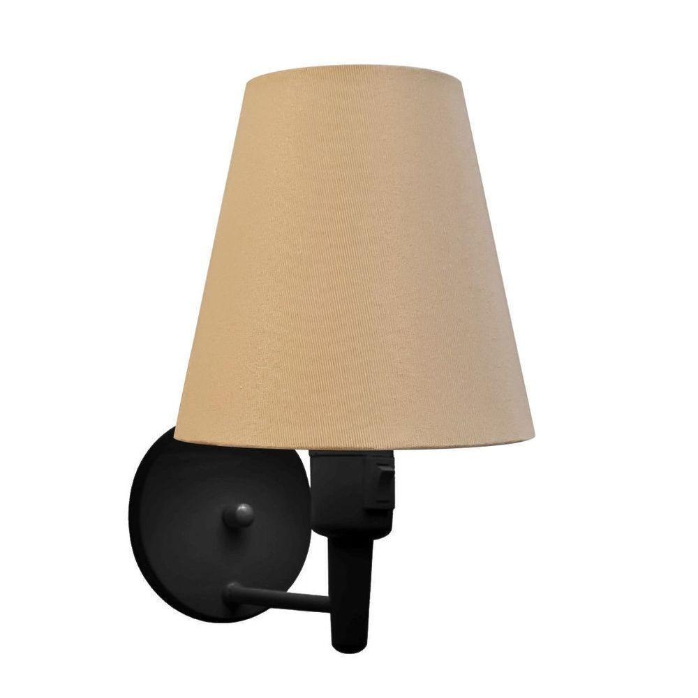 Kit-2 Arandela Cone Md-2013 Preto C- Inter Liga E Desl Cúpula Em Tecido Palha - Bivolt - 3