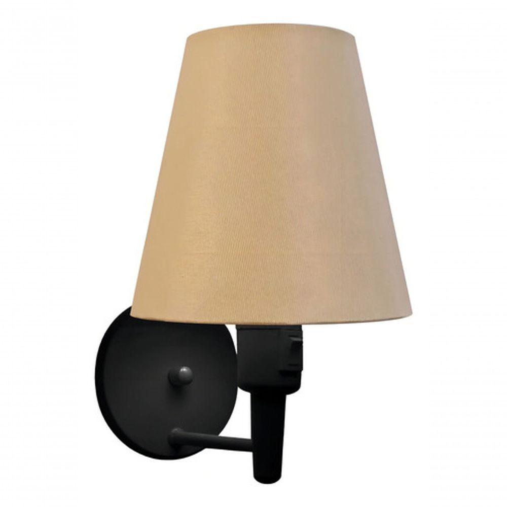 Kit-2 Arandela Cone Md-2013 Preto C- Inter Liga E Desl Cúpula Em Tecido Palha - Bivolt - 7