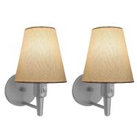 Kit-2 Arandela Cone Md-2013 Cinza C- Inter Liga E Desl Cúpula Em Tecido Algodão Crú - Bivolt - 1