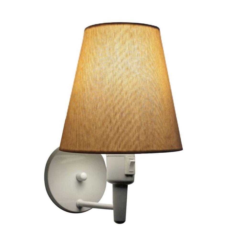 Arandela Cone Md-2013 Branco C- Inter Liga E Desl Cúpula Em Tecido Palha - Bivolt - 1