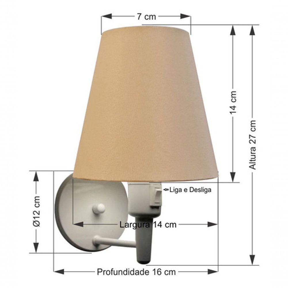 Arandela Cone Md-2013 Branco C- Inter Liga E Desl Cúpula Em Tecido Palha - Bivolt - 5