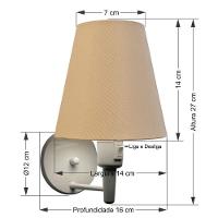 Arandela Cone Md-2013 Branco C- Inter Liga E Desl Cúpula Em Tecido Palha - Bivolt - 2