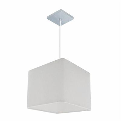 Lustre Pendente Quadrado Md-4058 Cúpula Em Tecido 21/25x25cm Branco - Bivolt